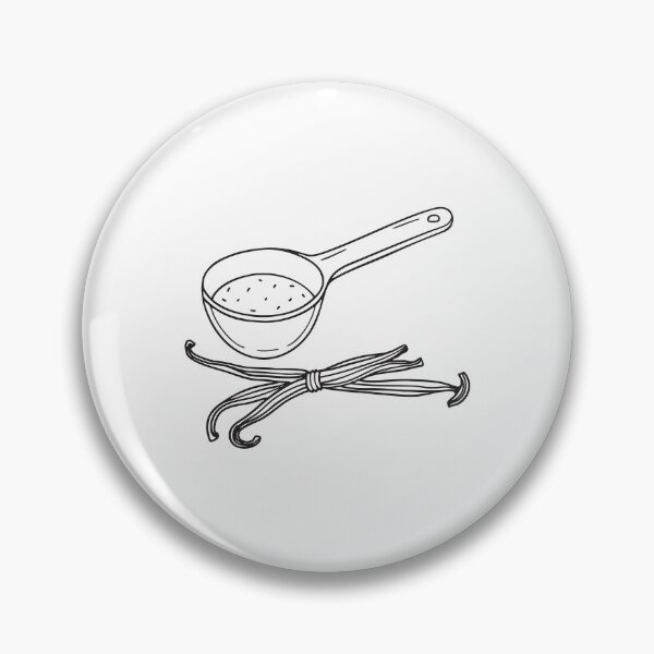 Item preview, A vanilla pod placed beside a measuring spoon in hand drawn sketch designed and sold by rasagamastore.
