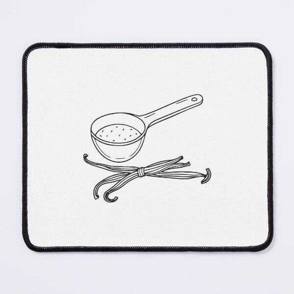 Item preview, A vanilla pod placed beside a measuring spoon in hand drawn sketch designed and sold by rasagamastore.