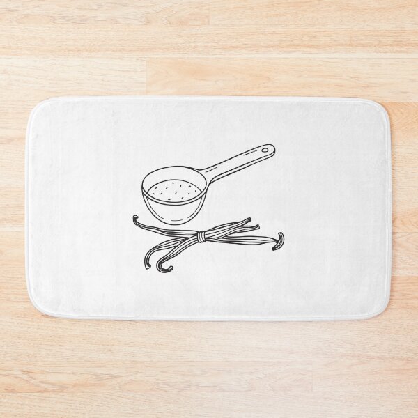 Item preview, A vanilla pod placed beside a measuring spoon in hand drawn sketch designed and sold by rasagamastore.