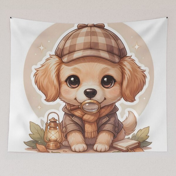 Item preview, Cute Kawaii Detective Puppy Dog Mystery Sticker designed and sold by ChibiPCStudio.