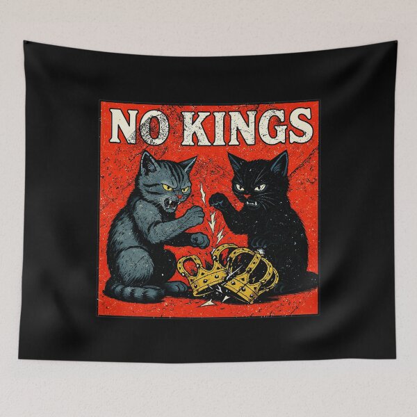 Item preview, No Kings Angry Black Cats Breaking Crowns Distressed Vintage designed and sold by SmithOscarShop.