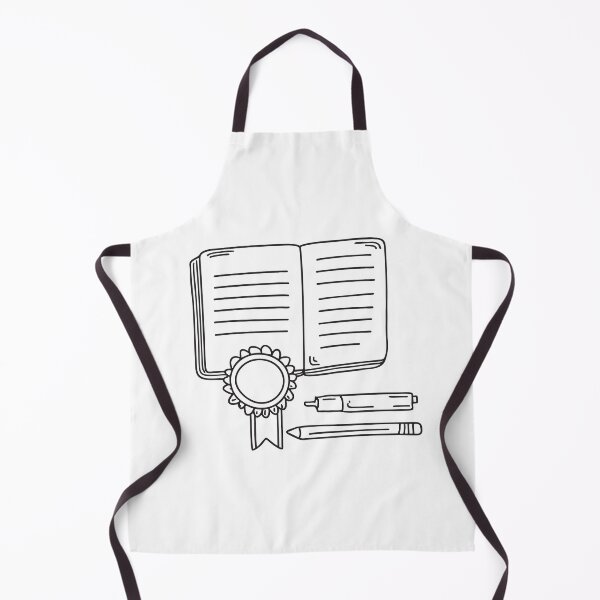 Item preview, A varsity badge lying on a desk beside a notebook in doodle style designed and sold by rasagamastore.