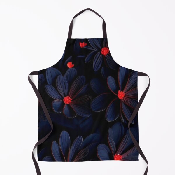 Item preview, Dark Navy Blue Floral Pattern Red Center Flowers Mood Art designed and sold by LYAN-STORE.