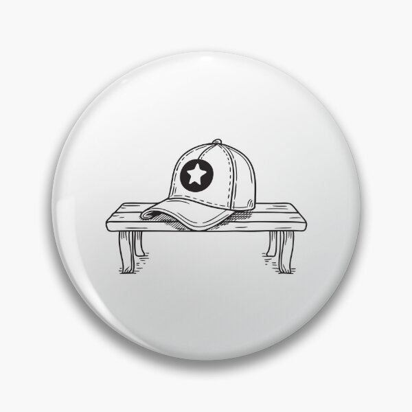 Item preview, A varsity cap resting on a wooden bench in doodle illustration designed and sold by rasagamastore.