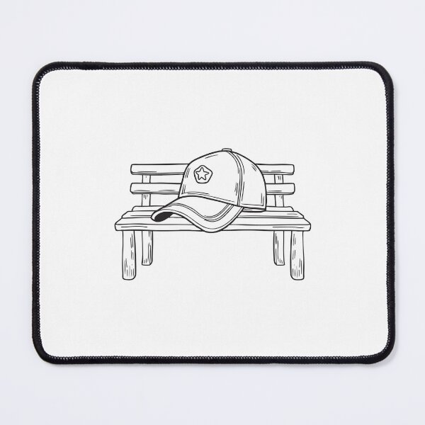 Item preview, A varsity hat lying on a wooden bench in sketch style designed and sold by rasagamastore.