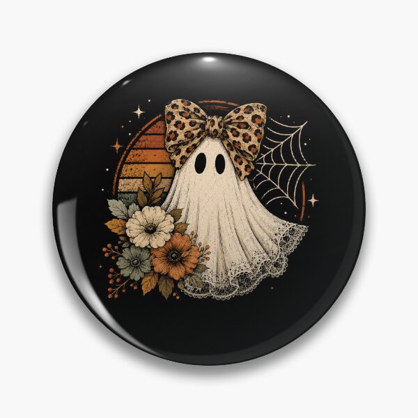 Item preview, Retro Floral Ghost With Leopard Bow Halloween Spirit designed and sold by Moizento.