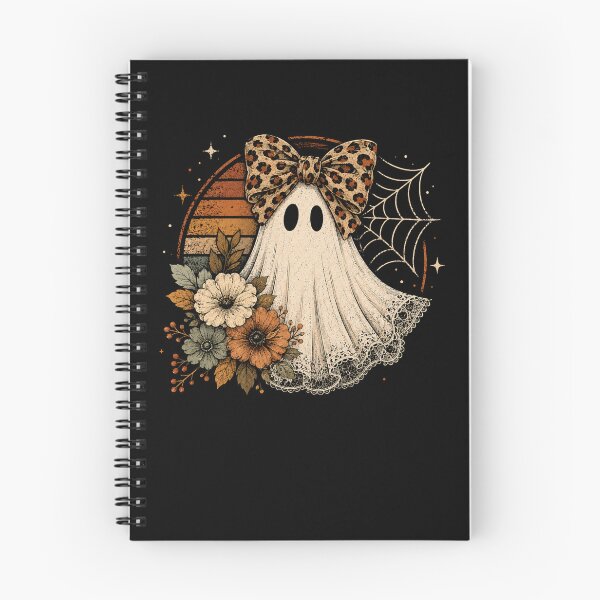 Item preview, Retro Floral Ghost With Leopard Bow Halloween Spirit designed and sold by Moizento.
