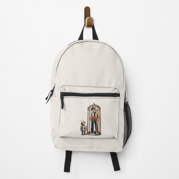 Item preview, Homo Sapiens Exhibit – Robot Watches Caged Human – Retro AI Satire designed and sold by KungPowUnicorn.