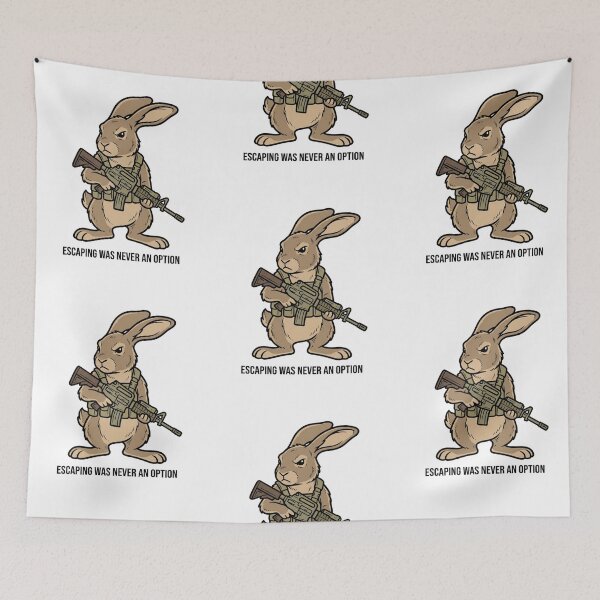 Item preview, Tactical Bunny Escaping Was Never An Option Funny Rabbit Military Gun Humor designed and sold by raedattia.