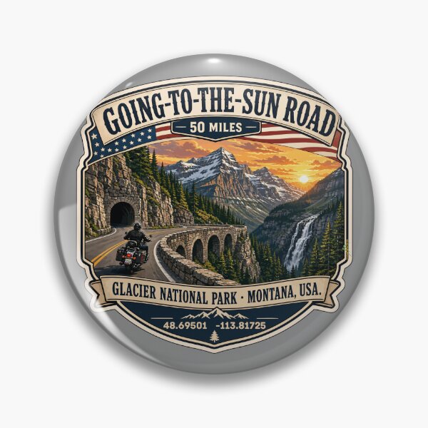 Item preview, Going-to-the-Sun Road Glacier National Park USA Motorcycle RV Car TShirt & Sticker 08 designed and sold by OuterShellUK.