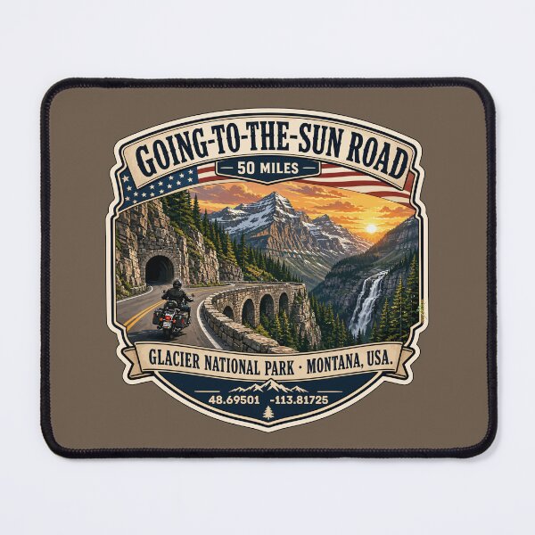 Item preview, Going-to-the-Sun Road Glacier National Park USA Motorcycle RV Car TShirt & Sticker 08 designed and sold by OuterShellUK.