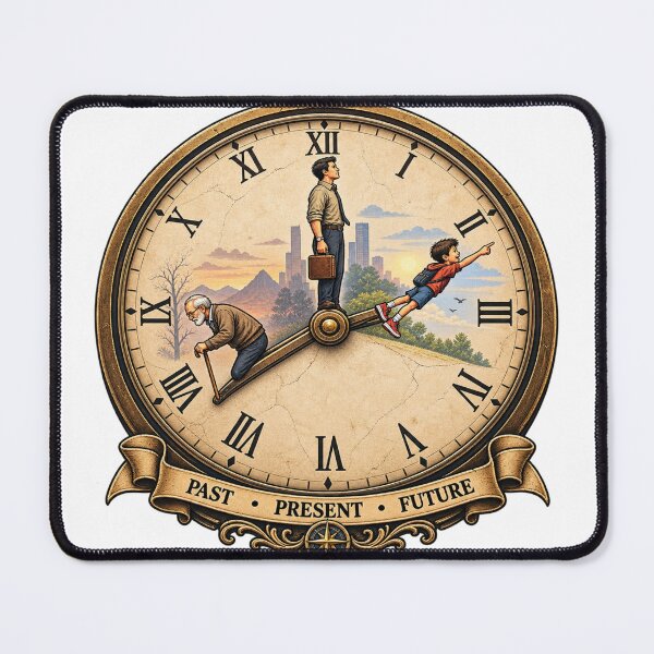 Item preview, Past Present Future Time Journey Vintage Clock Life Philosophy Sticker designed and sold by Genzfirevibes.