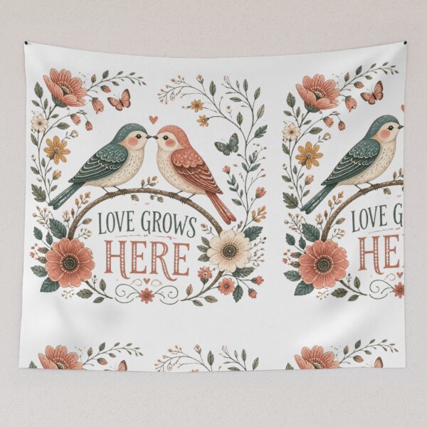 Item preview, Love Grows Here – Romantic Bird & Floral Garden designed and sold by GloboStyle Design .