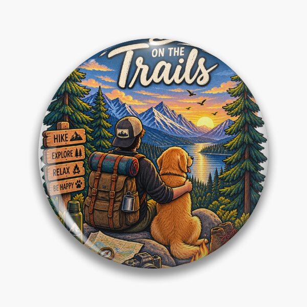 Item preview, Vintage Hiking Dog Mountain Adventure Illustration designed and sold by lovepower.