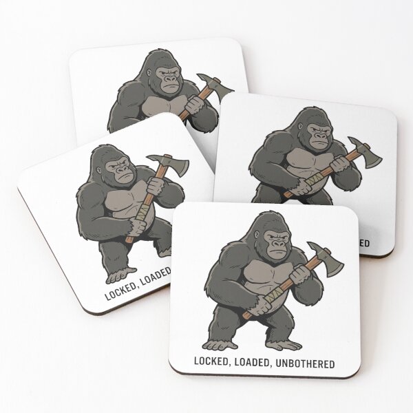 Item preview, Tactical Gorilla Locked Loaded Unbothered Funny Silverback Tomahawk Axe Humor designed and sold by raedattia.