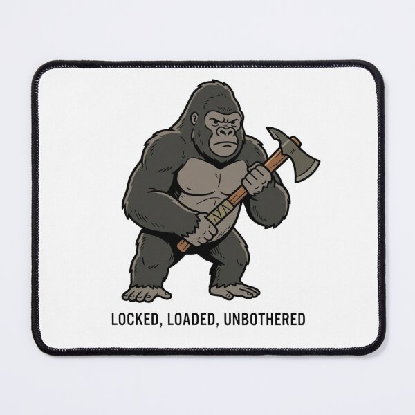 Item preview, Tactical Gorilla Locked Loaded Unbothered Funny Silverback Tomahawk Axe Humor designed and sold by raedattia.