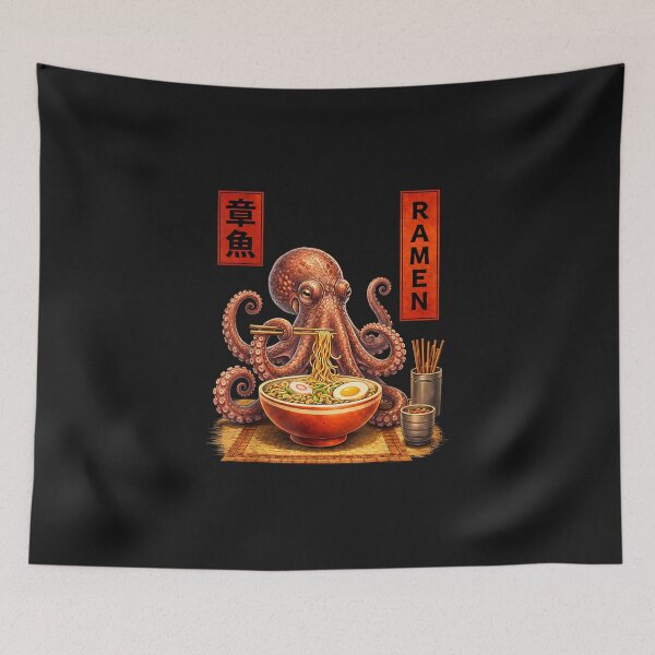 Item preview, Octopus Ramen Japanese Art Funny Anime Graphic Tee Kawaii designed and sold by ClairLuther571.