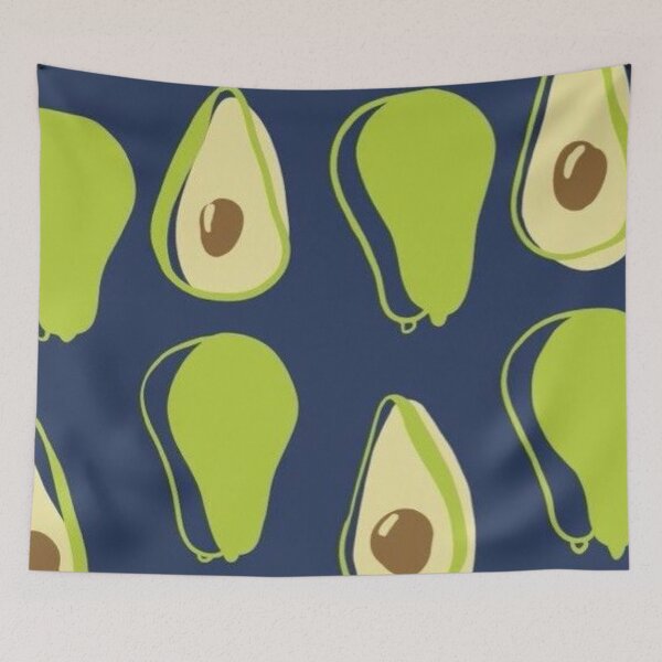 Item preview, Cute Avocado Seamless Pattern Navy Blue Fruit Art designed and sold by LYAN-STORE.