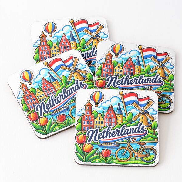 Item preview, Netherlands Travel Art – Windmills, Tulips, Canals & Bicycle designed and sold by ChicClicker.