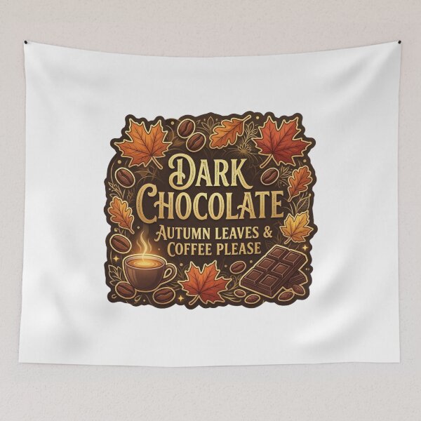 Item preview, Dark Chocolate Autumn Leaves and Coffee Fall Season Slogan designed and sold by KreatoLab.