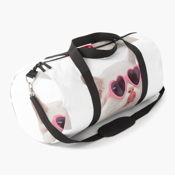 Item preview, Cool White Cat with Pink Heart Sunglasses - Funny Blep Cat designed and sold by L&L.