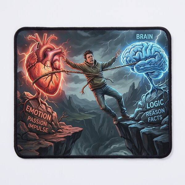 Item preview, Heart vs Brain Tug of War Inner Conflict designed and sold by Michaelragheb.