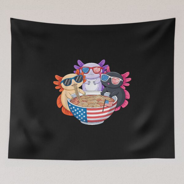 Item preview, Axolotl Ramen Anime American Flag USA Funny 4th Of July designed and sold by ClairLuther571.