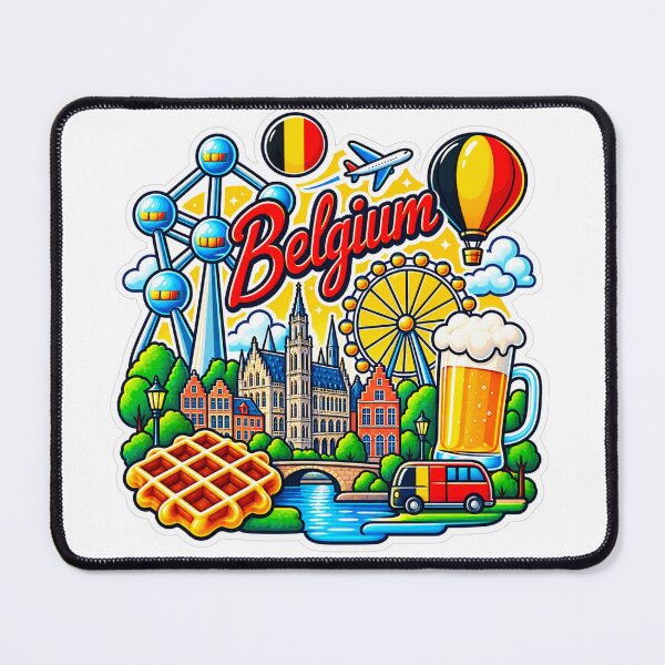 Item preview, Belgium Travel Collage – Brussels, Atomium, Waffle & Beer designed and sold by ChicClicker.