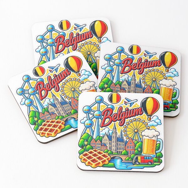 Item preview, Belgium Travel Collage – Brussels, Atomium, Waffle & Beer designed and sold by ChicClicker.