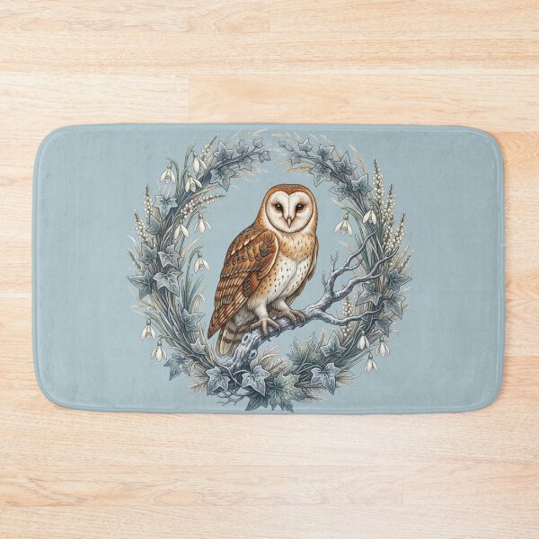 Item preview, Winter Barn Owl Snowdrop Ivy Wreath Botanical Bird Art designed and sold by BirdsnStuff.