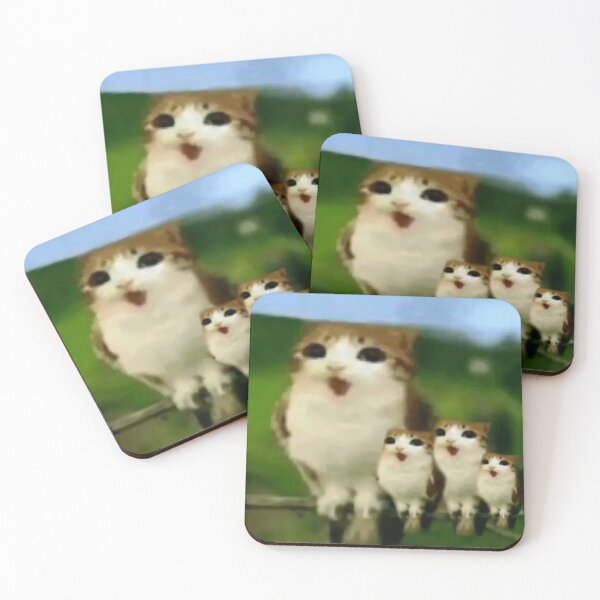Item preview, Funny Meowl Family Shocked Screaming Cat Owls Meme Art designed and sold by BrontesWhimsyStore.