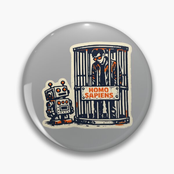 Item preview, Homo Sapiens Caged – AI Satire with Robot Zookeeper designed and sold by KungPowUnicorn.