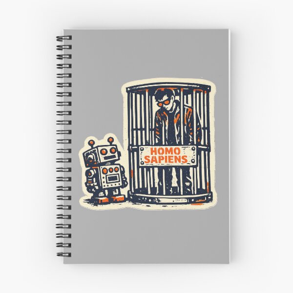Item preview, Homo Sapiens Caged – AI Satire with Robot Zookeeper designed and sold by KungPowUnicorn.