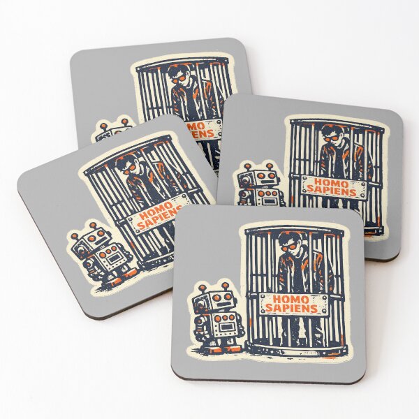Item preview, Homo Sapiens Caged – AI Satire with Robot Zookeeper designed and sold by KungPowUnicorn.