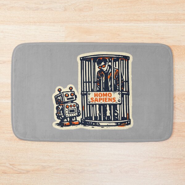 Item preview, Homo Sapiens Caged – AI Satire with Robot Zookeeper designed and sold by KungPowUnicorn.
