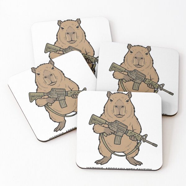 Item preview, Tactical Capybara Approach With Caution Funny Giant Rodent Military Gun Humor designed and sold by raedattia.