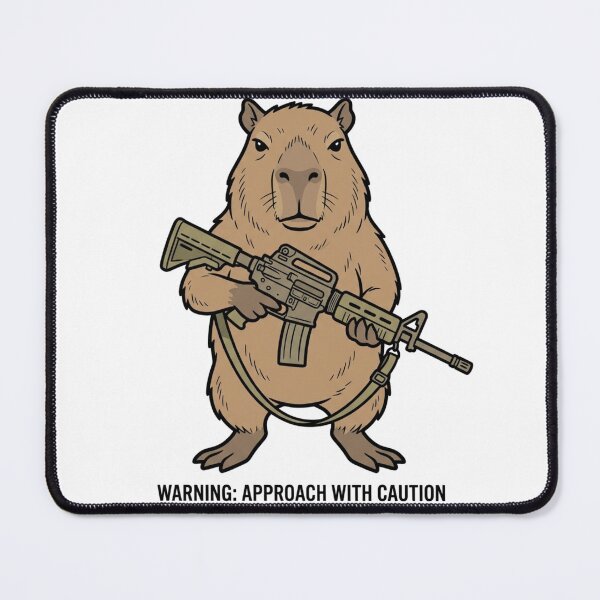 Item preview, Tactical Capybara Approach With Caution Funny Giant Rodent Military Gun Humor designed and sold by raedattia.