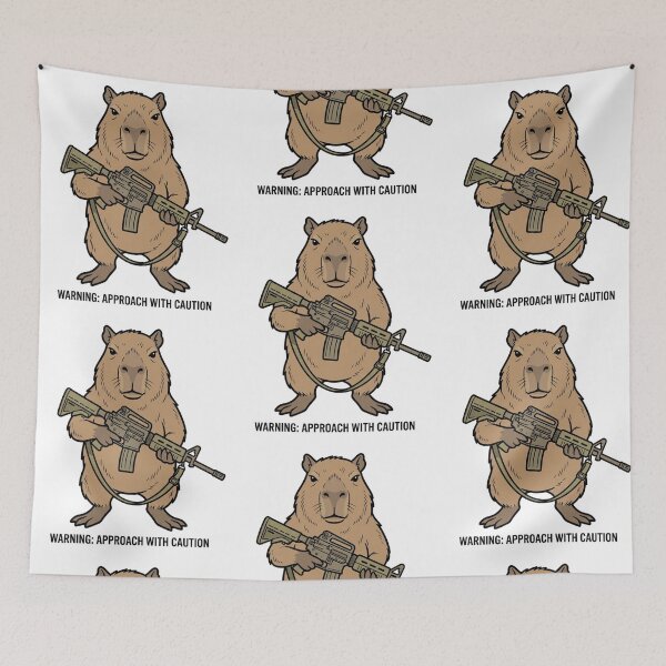 Item preview, Tactical Capybara Approach With Caution Funny Giant Rodent Military Gun Humor designed and sold by raedattia.