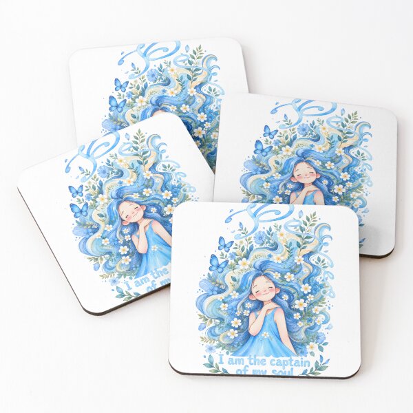Item preview, I Am the Captain of My Soul Blue Floral Girl Art designed and sold by No.Brain.No.Pain.