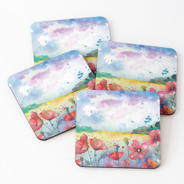 Item preview, Vibrant Poppy Meadow Watercolor designed and sold by Becky-Poppins.