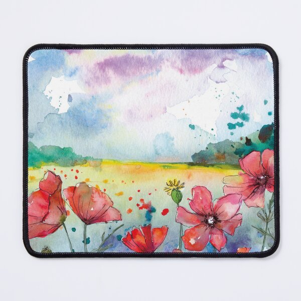 Item preview, Vibrant Poppy Meadow Watercolor designed and sold by Becky-Poppins.