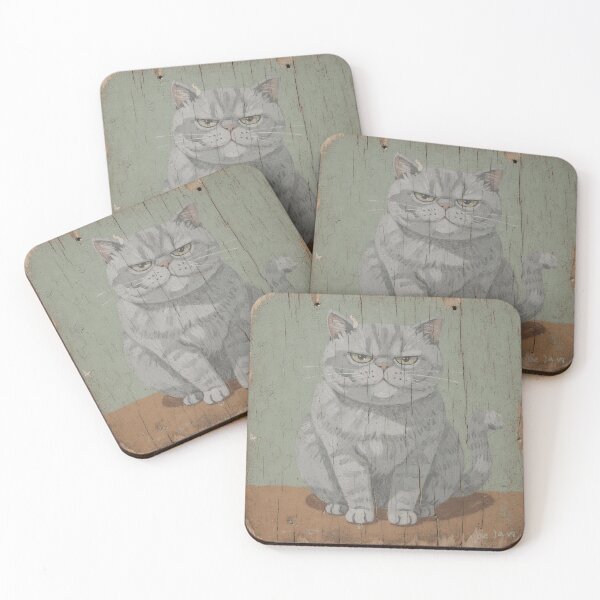 Item preview, Skeptical British Shorthair Judging Your Playlist Folk Art designed and sold by PictorialWhimsy.