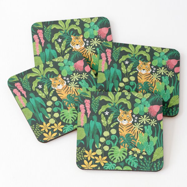 Item preview, Tiger in a Jungle hand drawn gouache illustration designed and sold by Leysan Shayak.