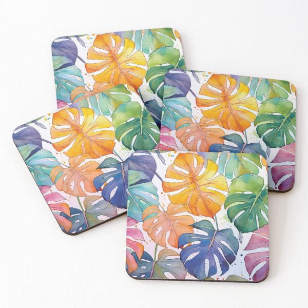Item preview, Tropical Monstera Leaves Watercolor | Vibrant Botanical Jungle Art designed and sold by Becky-Poppins.