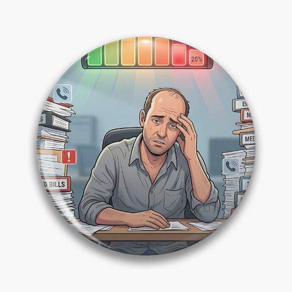 Item preview, Exhausted Office Worker 20 Percent Low Battery Burnout designed and sold by Michaelragheb.
