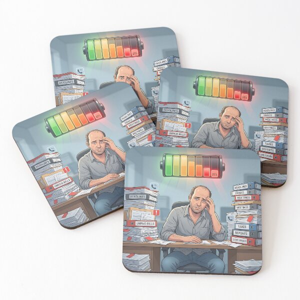 Item preview, Exhausted Office Worker 20 Percent Low Battery Burnout designed and sold by Michaelragheb.