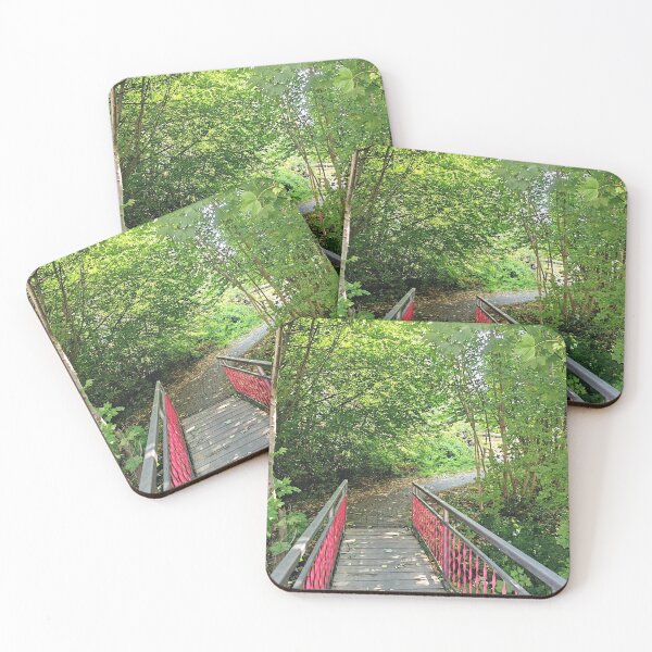 Item preview, Red bridge in the magical green forest designed and sold by LKühlArt.