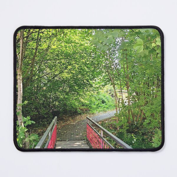 Item preview, Red bridge in the magical green forest designed and sold by LKühlArt.