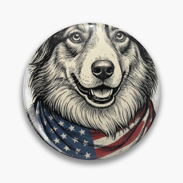 Item preview, Australian Shepherd with American Flag Bandana – Patriotic Dog Design designed and sold by ShirtsUp-Lane.