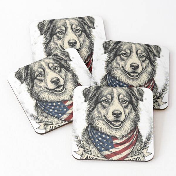 Item preview, Australian Shepherd with American Flag Bandana – Patriotic Dog Design designed and sold by ShirtsUp-Lane.
